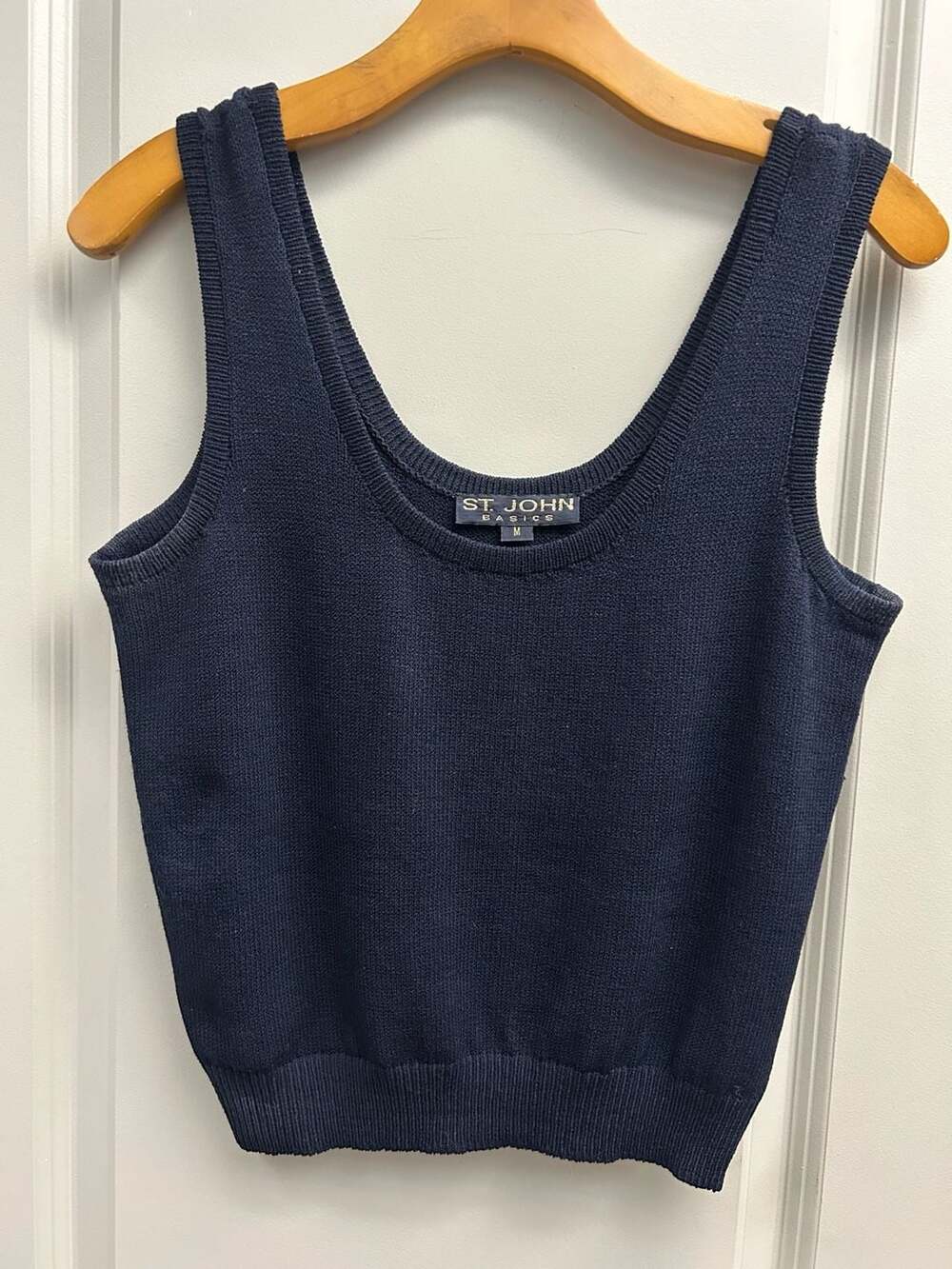 St. John Basics Navy Blue Ribbed Knit Tank Top